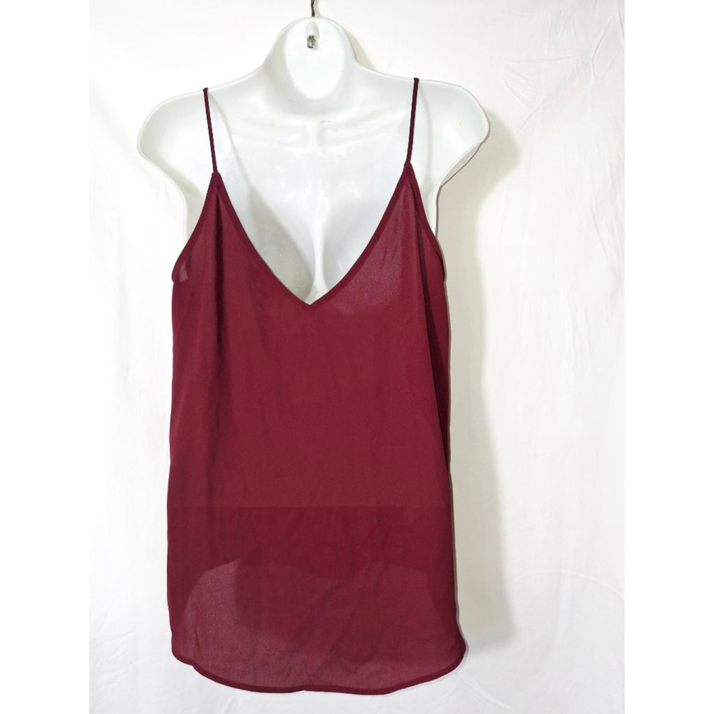 LOFT Outlet Burgundy V-Neck Button Front Cami Top M officecore lawyer wear - Picture 3 of 5